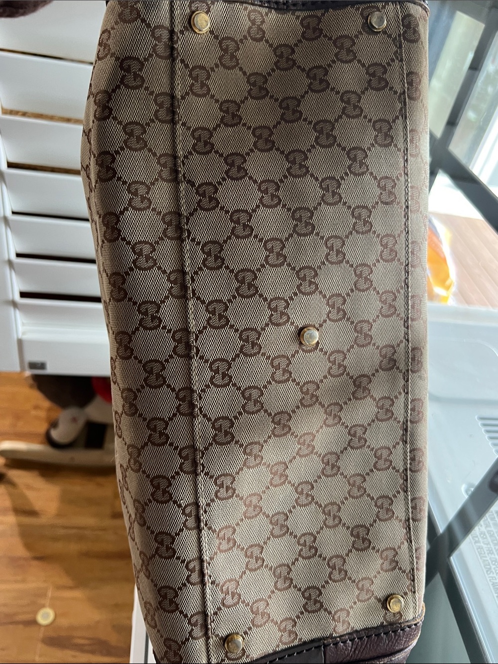 Gucci Brown GG Canvas Top-Handle Satchel with Gold Hardware - Picture 13 of 17